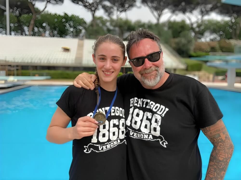 Cecilia Bragantini pic with his coach Riccardo Giacometti